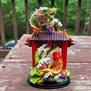 Chinese Traditional Feng Shui Carp Fish Leaping Dragon Gate Statue|Home Decor